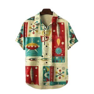 Men's Summer Casual Hawaiian Aloha Button Down Up Beach Shirt Retro